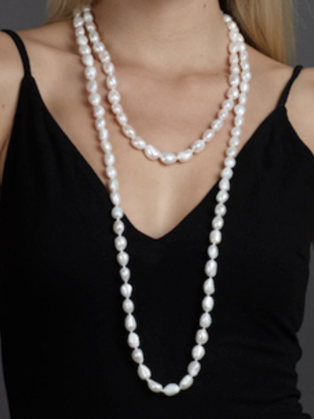 62" genuine white freshwater pearl rope necklace 🆕